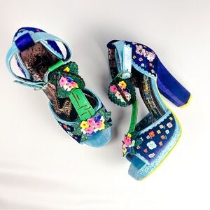 Irregular Choice May Meadow Heels | Floral Embroidered Platform | NIB